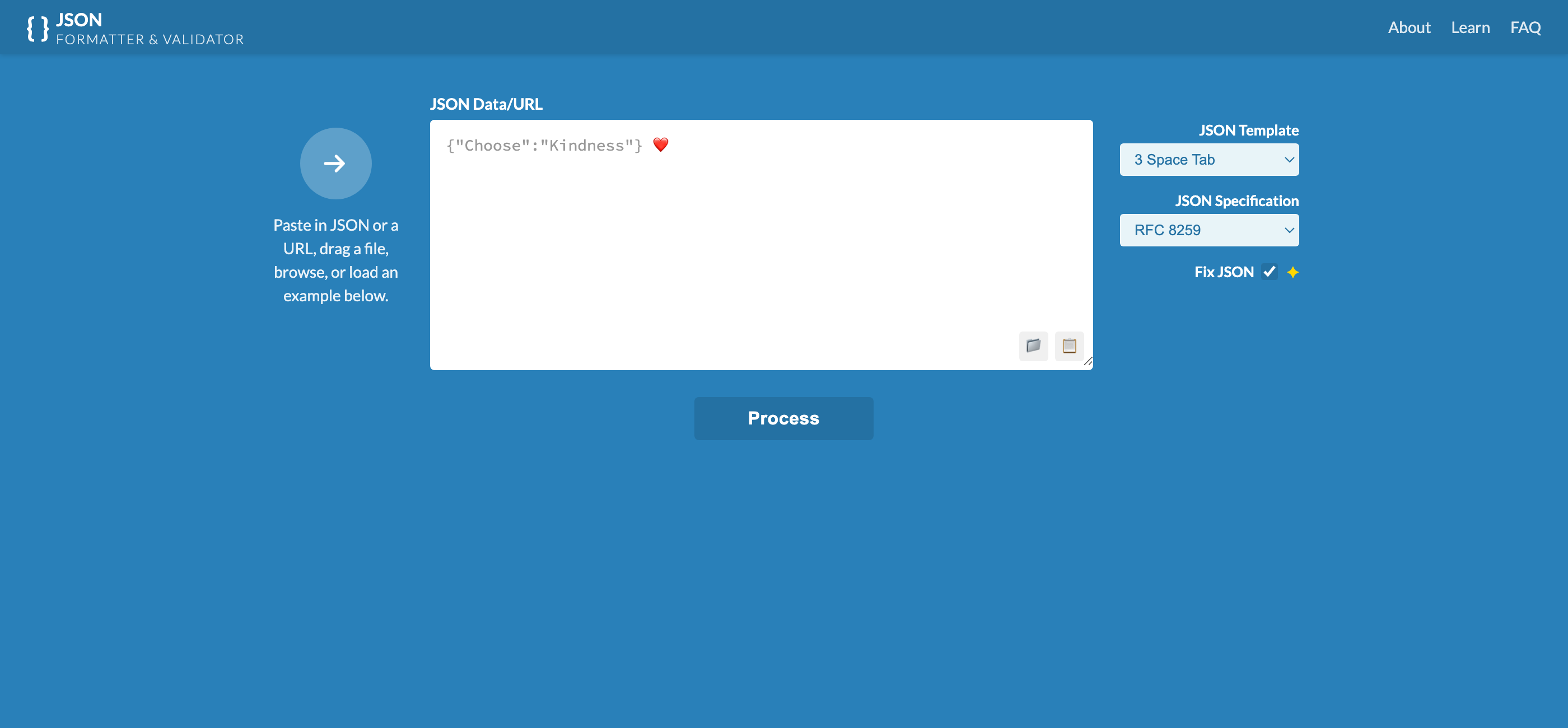 JSON Formatter and Validator interface for formatting and fixing JSON online
