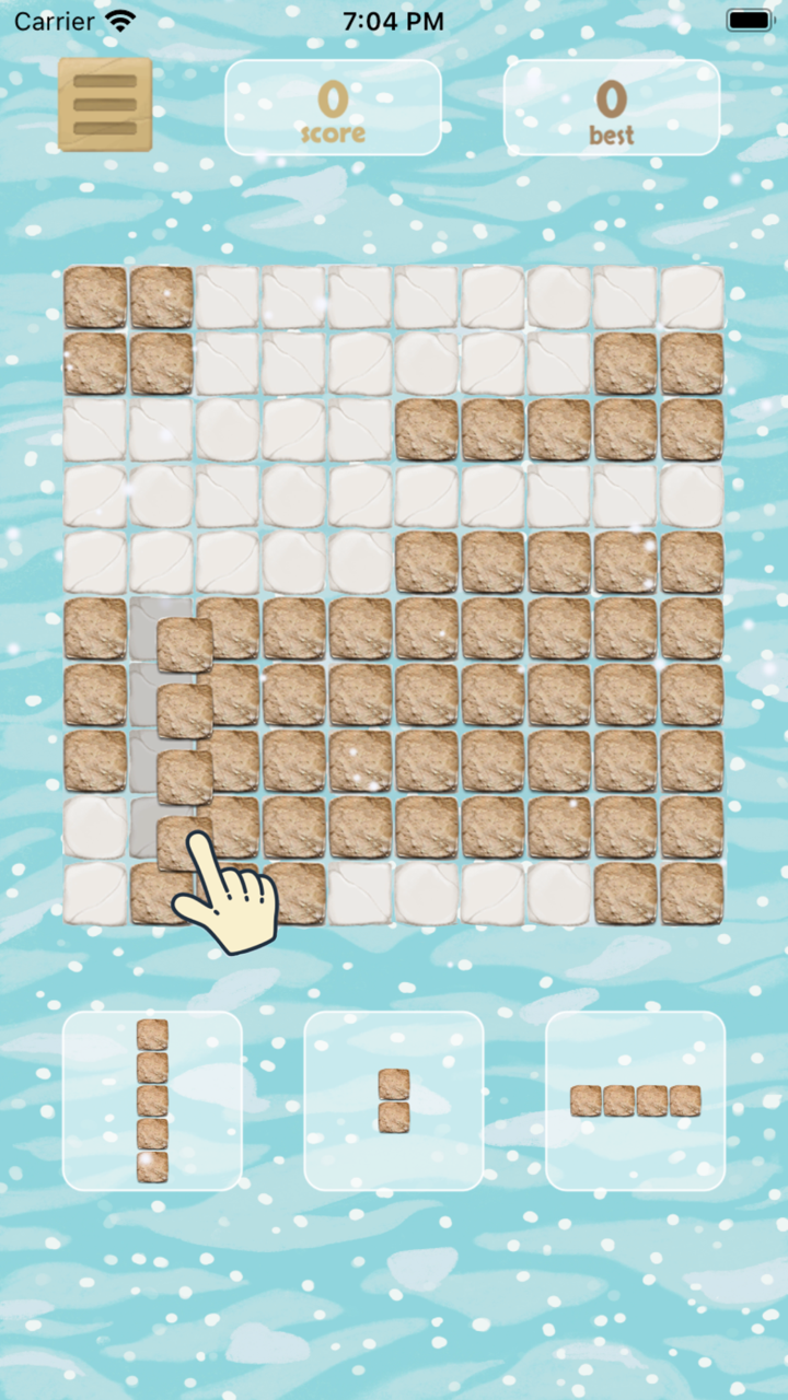 Stone Bricks relaxing block puzzle gameplay screen